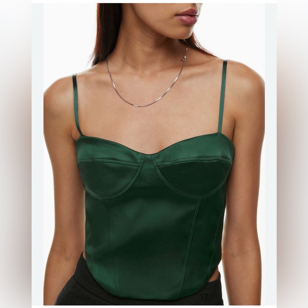 Sunday Best Forest Green Satin Bustier Cami Top Medium